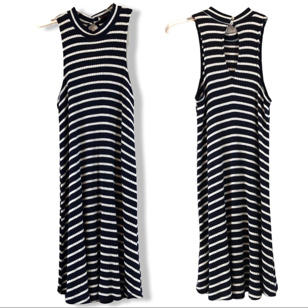 Hollister | Navy & white stripe jersey knit dress